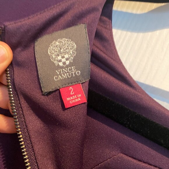 Vince Camuto Deep Plum Belted Dress – Size 2 - Picture 4 of 4